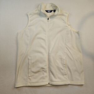 Lands' End Women's Cream Fleece Vest Size XL